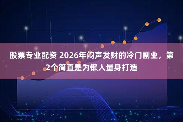 股票专业配资 2026年闷声发财的冷门副业，第2个简直是为懒人量身打造