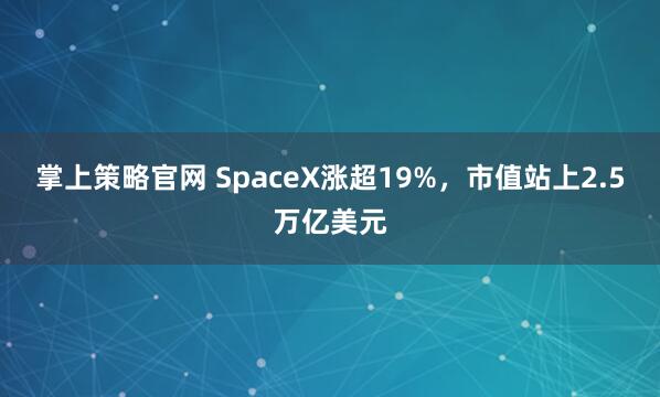 掌上策略官网 SpaceX涨超19%，市值站上2.5万亿美元